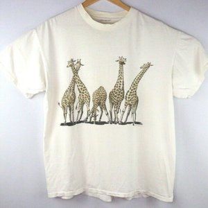 Vtg 90s Giraffes print  T-Shirt Large Animal Natur